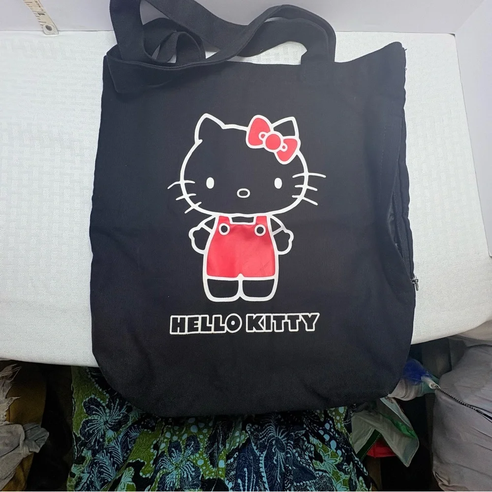 Genuine Hello Kitty Black Tote Bag with Red Accent New Without Tags